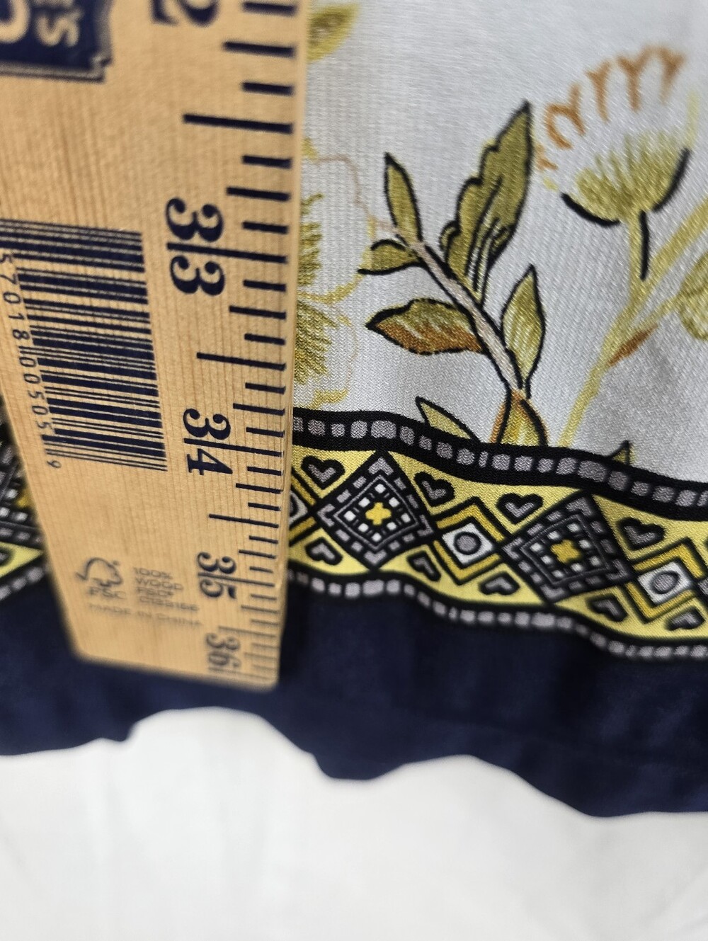 Enfocus Studio Navy and Yellow Floral Border-Print Long Sleeve Dress Sz 12 - Picture 6 of 7